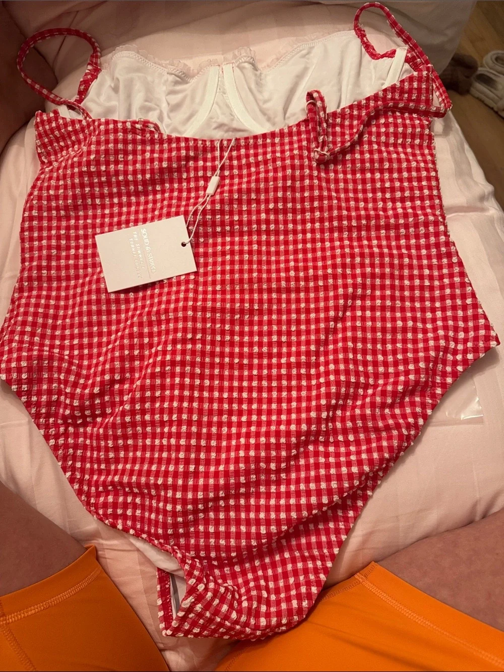 Solid & Striped the Taylor one piece red and white gingham Swimsuit